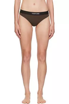 Коричневые фирменные стринги из модала TOM FORD