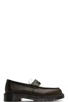 Коричневые и белые двухцветные кожаные мокасины Penton Dr. Martens