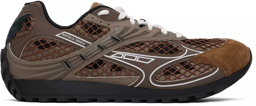 Коричневые и белые кроссовки Orbit Bottega Veneta