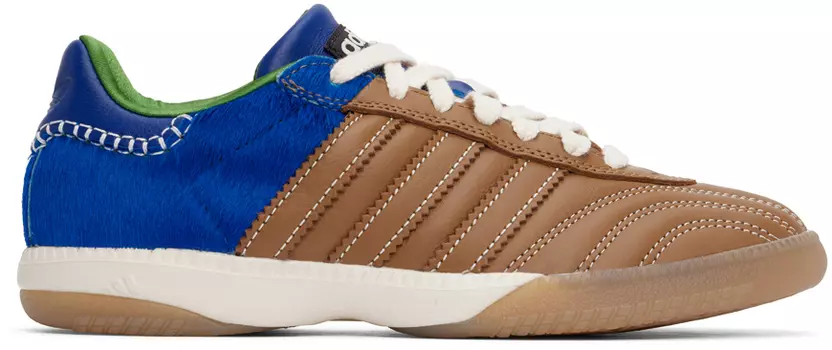 Коричневые и синие кроссовки Adidas Originals Edition Pony Samba Millennium Wales Bonner, Desert/Blue