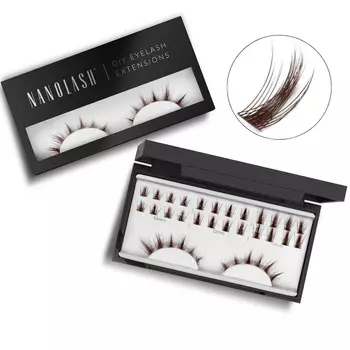 Коричневые клеевые ресницы для самостоятельного нанесения DIY FLIRTY Nanolash