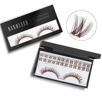 Коричневые клеевые ресницы для самостоятельного нанесения DIY CHARM Nanolash