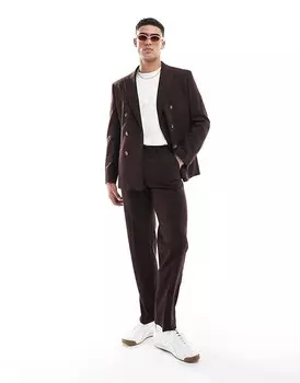 Коричневые костюмные брюки прямого кроя ASOS DESIGN