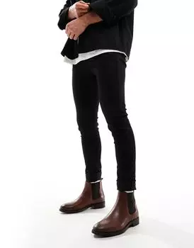 Коричневые кожаные ботинки челси Jack & Jones