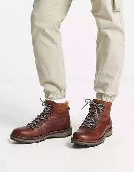 Коричневые кожаные ботинки на подкладке из искусственного меха Red Tape