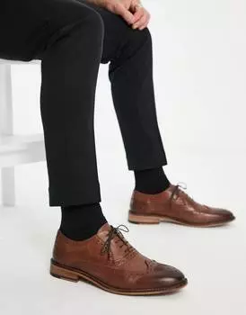 Коричневые кожаные броги ASOS DESIGN