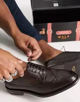 Коричневые кожаные броги Walk London Oliver