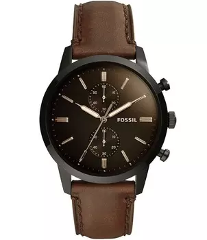 Коричневые кожаные часы Fossil Townsman с хронографом, коричневый