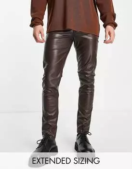 Коричневые кожаные джинсы скинни ASOS DESIGN