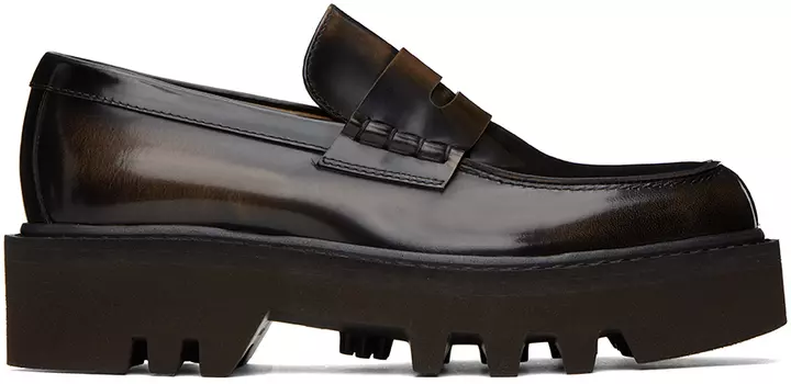 Коричневые кожаные лоферы Dries Van Noten