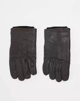 Коричневые кожаные перчатки French Connection