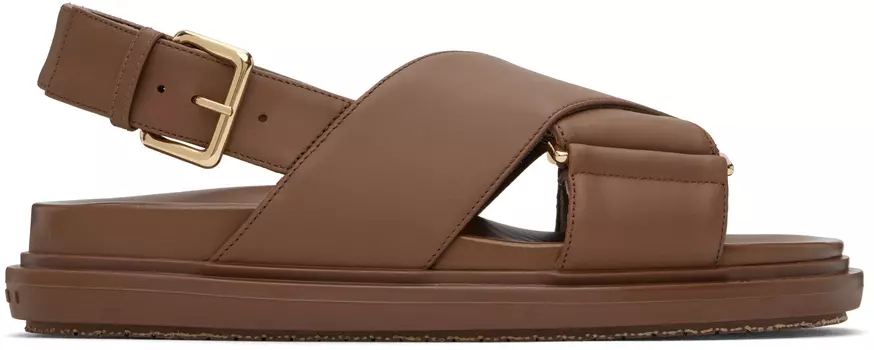Коричневые кожаные сандалии Fussbett Marni, Goldbrown