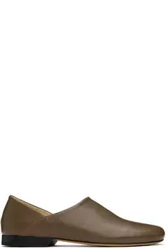 Коричневые кожаные тапочки LEMAIRE