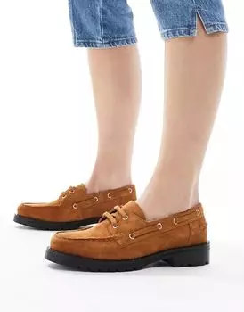 Коричневые кожаные топсайдеры ASOS Maritime