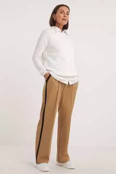 Коричневые креповые брюки с широкими штанинами и полосками Jd Williams, коричневый