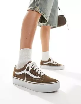 Коричневые кроссовки на платформе Vans Old skool