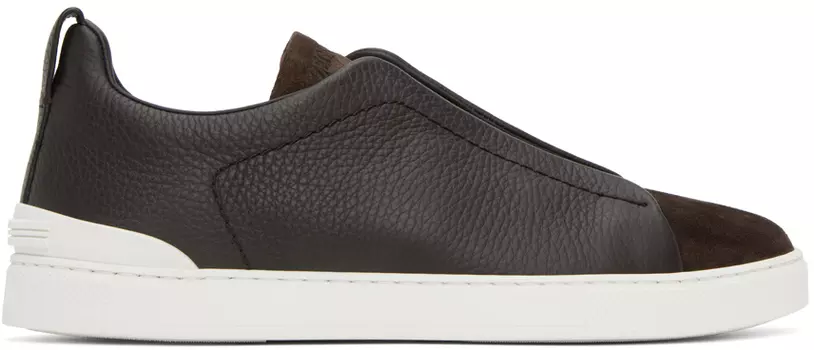 Коричневые кроссовки с тройной отстрочкой ZEGNA