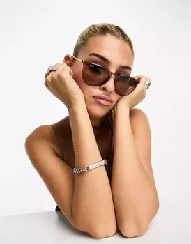 Коричневые круглые солнцезащитные очки Ray-Ban Erika
