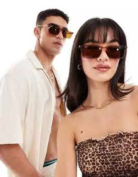 Коричневые квадратные солнцезащитные очки Ray-Ban