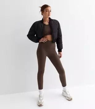 Коричневые леггинсы в рубчик для девочек New Look, светло-коричневый