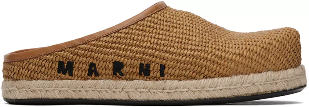 Коричневые лоферы из рафии Marni