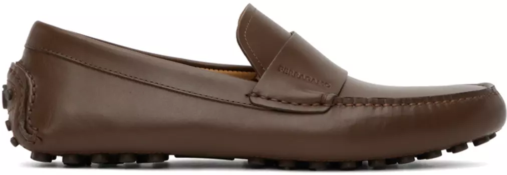 Коричневые лоферы с седлом Ferragamo