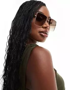 Коричневые металлические квадратные солнцезащитные очки AIRE Hadron