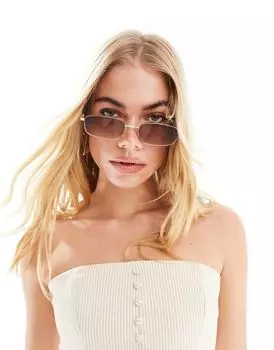 Коричневые металлические квадратные солнцезащитные очки в стиле 90-х ASOS DESIGN