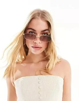 Коричневые металлические солнцезащитные очки ASOS в стиле 90-х годов