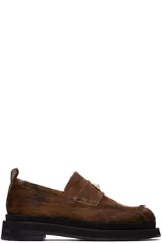 Коричневые мокасины с сердечком на платформе Simone Rocha