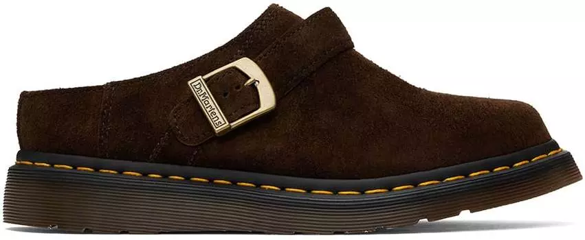 Коричневые мюли Isham с ремешком на пятке Dr. Martens, цвет Dark brown