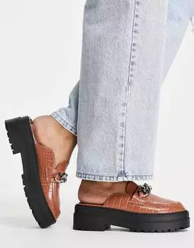 Коричневые мюли на плоской подошве с массивной цепочкой ASOS DESIGN Marshall
