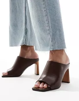 Коричневые мюли River Island на каблуке