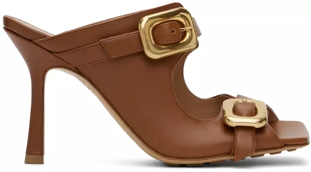 Коричневые мюли с эластичной пряжкой Bottega Veneta