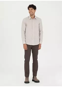 Коричневые мужские брюки Slim Fit с нормальной талией SANTIAGO Pierre Cardin, коричневый