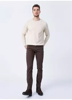Коричневые мужские брюки узкого кроя с нормальной талией Beymen Business