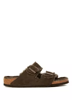 Коричневые мужские тапочки из овчины аризона Birkenstock