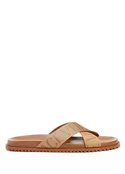 Коричневые мужские тапочки с логотипом Versace