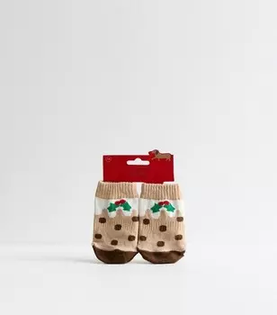 Коричневые носки для собак с рождественским пудингом New Look, светло-коричневый