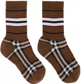 Коричневые носки Mashup в клетку Burberry