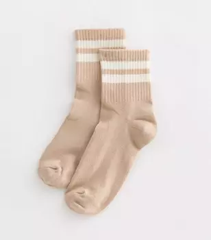 Коричневые носки в спортивную полоску New Look, кремовый