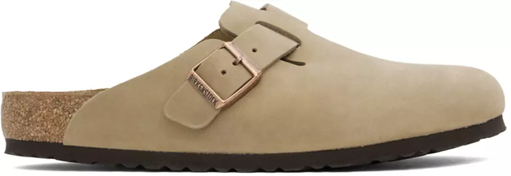 Коричневые обычные бостонские промасленные кожаные сабо Birkenstock