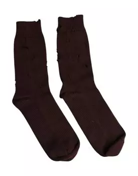 Коричневые однотонные хлопковые эластичные носки до середины голени Dolce & Gabbana