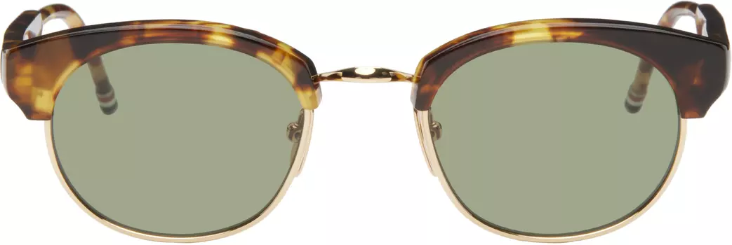 Коричневые овальные солнцезащитные очки Thom Browne