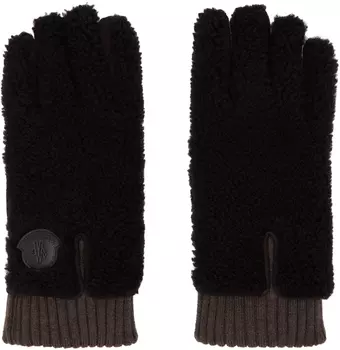 Коричневые перчатки из овчины со вставками Moncler