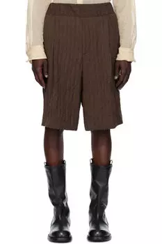Коричневые плиссированные шорты-бермуды Dries Van Noten