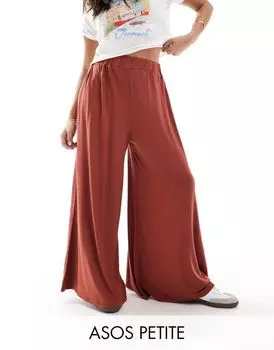 Коричневые пляжные брюки-палаццо ASOS DESIGN Petite