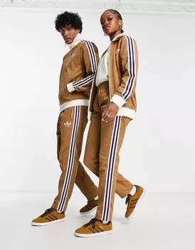 Коричневые полосатые спортивные брюки унисекс adidas Originals 'adicolor 70s'
