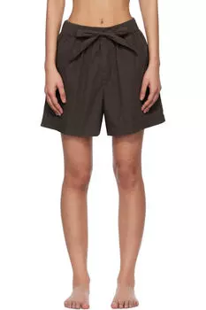 Коричневые поплиновые пижамные шорты Tekla