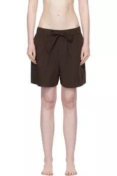 Коричневые поплиновые пижамные шорты Tekla